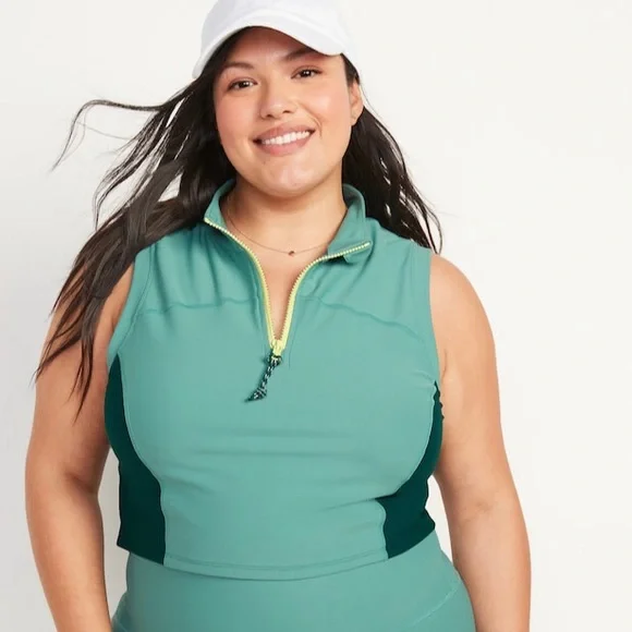 NWOT! English Ivy PowerSoft 1/2-Zip Sleeveless Cropped Top - TALL SIZES ONLY 💛 - Picture 6 of 8
